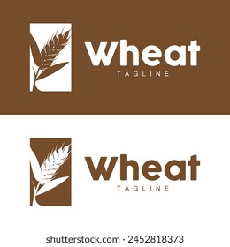 Rice Logo, Farm Wheat Logo Design, Vector Wheat Rice Icon Template Retro Vintage Illustration