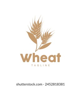 Rice Logo, Farm Wheat Logo Design, Vector Wheat Rice Icon Template Retro Vintage Illustration