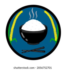 logotipo de arroz y signo.-Ilustración del vector