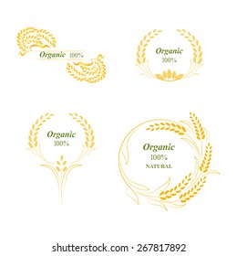 Rice logo, symbol, grain organic natural product, concept vector illustration
