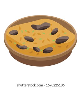 Rice meat dish icon. Isometric of rice meat dish vector icon for web design isolated on white background