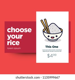 Rice Menu With Happy Smiling Face Vector Illustration