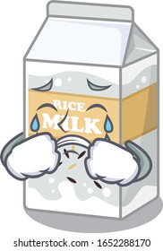 Rice milk cartoon character concept with a sad face