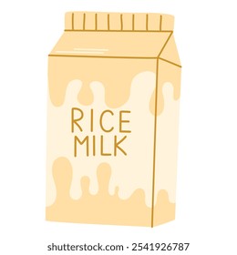 Rice Milk. Flat cartoon vector illustration isolated on white background