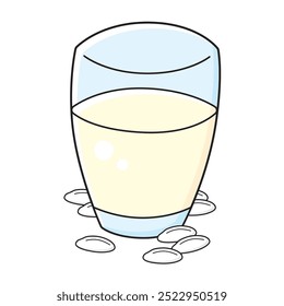 Rice milk glass isolated vector illustration