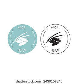 Rice Milk Label Icon Vector Design.