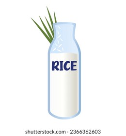 Rice milk on a white background. Plant-based milk. vector. Vegetarian products.