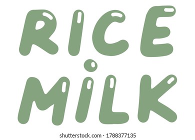 Rice Milk. Vector element for logos, labels, badges, stickers. Vector illustration isolation on white background. Organic, eco, healthy food.