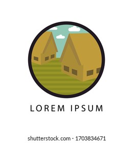 rice mill logo vector illustration. farm symbol icon. 