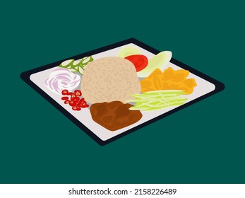 Reis gemischt mit süßem Schweinefleisch