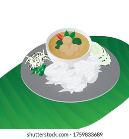 Rice Noodle with Fish Balls, thai food