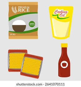 Rice Oil Instant Noodle and Sauce Illustration