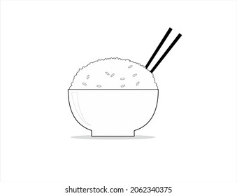 Rice on bowl with chopstick on it