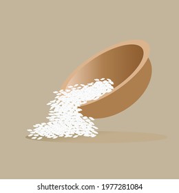 Rice on the brown background. Vector illustration.