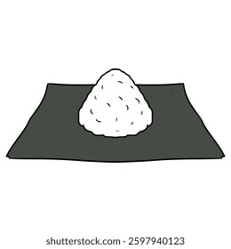rice on a piece nori illustration hand drawn isolated vector