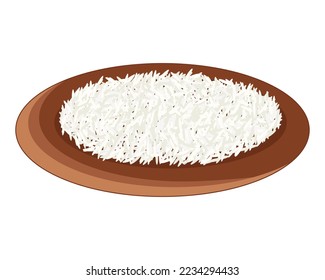 Rice on a plate. Vector illustration.