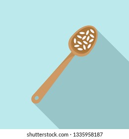 Rice on spoon icon. Flat illustration of rice on spoon vector icon for web design