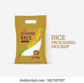 Rice Package Mockup Thailand food Products, vector illustration