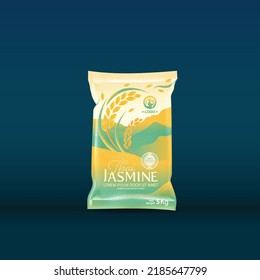 Rice Package Mockup Thailand food Products, vector illustration