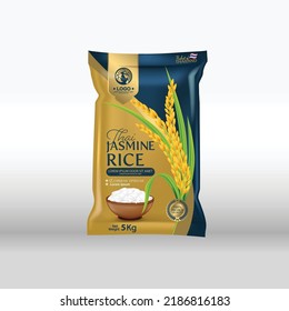 Rice Package Mockup Thailand food Products, vector illustration