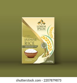 Rice Package Mockup Thailand food Products, vector illustration