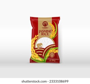 Rice Package Mockup Thailand food Products, vector illustration