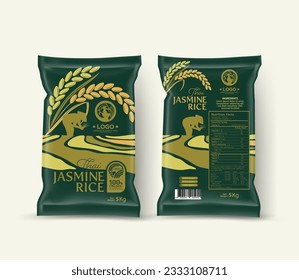 Rice Package Mockup Thailand food Products, vector illustration