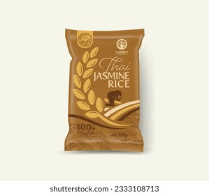 Rice Package Mockup Thailand food Products, vector illustration