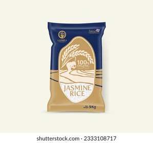 Rice Package Mockup Thailand food Products, vector illustration