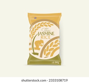 Rice Package Mockup Thailand food Products, vector illustration