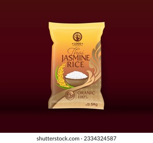 Rice Package Mockup Thailand food Products, vector illustration