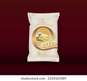 Rice Package Mockup Thailand food Products, vector illustration