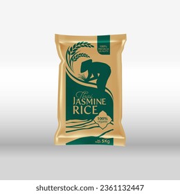 Rice Package Mockup Thailand food Products, vector illustration