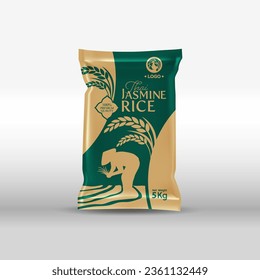 Rice Package Mockup Thailand food Products, vector illustration