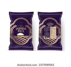 Rice Package Mockup Thailand food Products, vector illustration