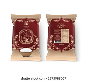 Rice Package Mockup Thailand food Products, vector illustration