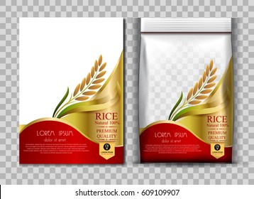 Rice Package Thailand food Logo Products and Fabric Background Thai Arts,  banner and poster template design rice food.Golden template and rice design