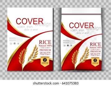 Rice Package Thailand food Logo Products and Fabric Background Thai Arts,  banner and poster template design rice food