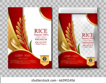 Rice Package Thailand food Logo Products and Fabric Background Thai Arts,  banner and poster template design rice food.Golden template and rice design