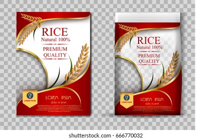 Rice Package Thailand food Logo Products and Fabric Background Thai Arts,  banner and poster template design rice food.Golden template and rice design