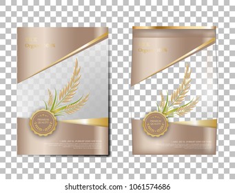 Rice Package Thailand food Products, brown gold banner and poster template vector design rice.