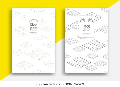 Rice packaging template with field pattern. Vector illustration