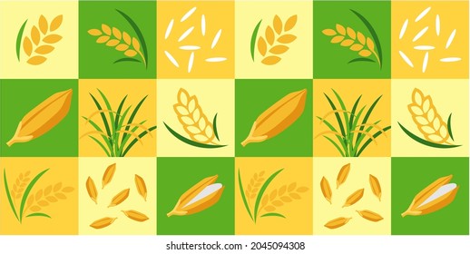 Rice paddy abstract seamless geometric vector pattern for packaging design