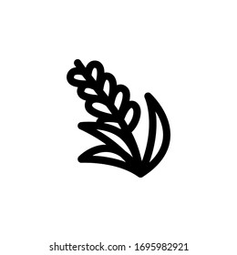 Rice Paddy Vegan Outline Icon Logo Vector Illustration
