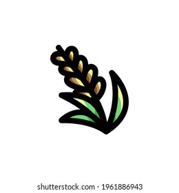 Rice Paddy Vegan Outline Icon Logo Vector Illustration
