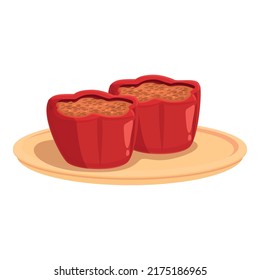 Rice paprika icon cartoon vector. Food cuisine. Balkan sauce