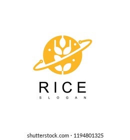 Rice Planet Logo Design Vector