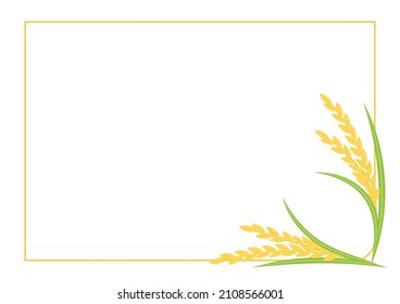 Rice plant circle sign. Wheat frame. free space for text. copy space.