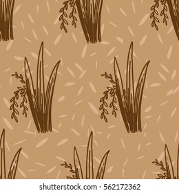 Rice Plant Field Seamless Pattern