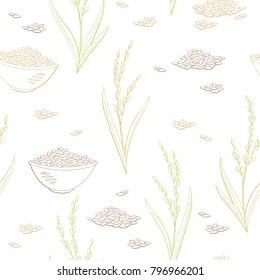 Rice plant graphic color seamless pattern sketch illustration vector